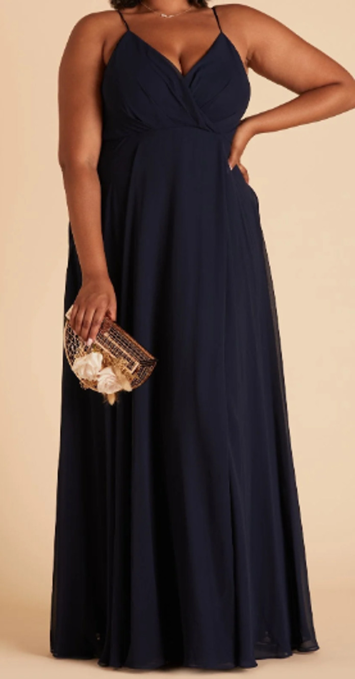 BIRDY GREY sz S  navy blue Kaia faux wrap chiffon formal maxi dress NWT B43